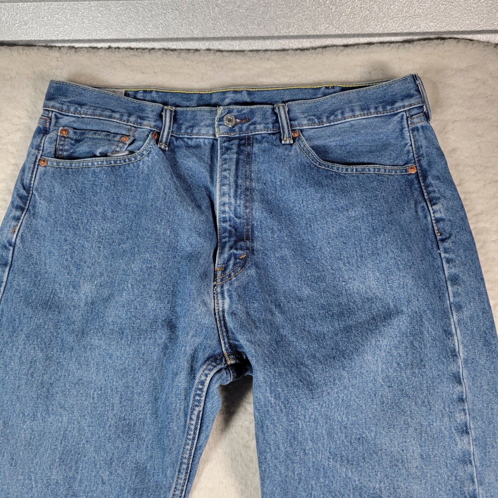 Levi's 505 Regular Fit Jeans Mens 38x30 Blue Medium Wash Straight Leg Denim - Picture 3 of 16